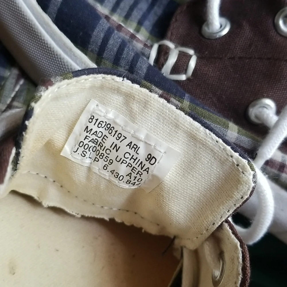 Polo - Ralph Lauren - Plaid Madras Boat Shoe Mocs Mens Sz 9 - Picture 7 of 7